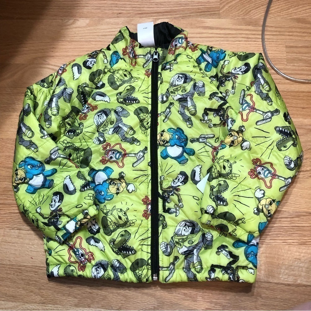 Disney Toy Story Puffer Jacket NEW Sz 4 Green Full Zip Coat Kids Boys